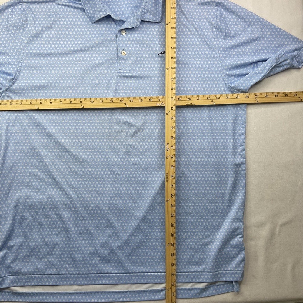 Peter Millar Summer Comfort Mens XL Golf Polo Shirt Blue Skull Print Feather - Picture 4 of 7